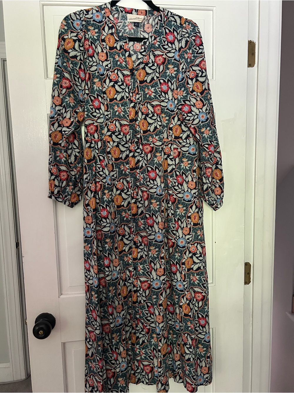 Universal Thread Teal Floral Maxi Dress with Multicolor Blooms